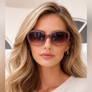 Bobbi Brown Nude Blush Square Sunglasses with Gold-Tone Arms used